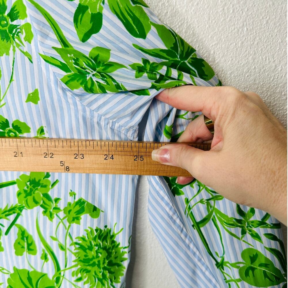 NWT Gucci Blue Green Stripe Floral Print Long Sleeve Button Collar Shirt 44 / L - Picture 15 of 16